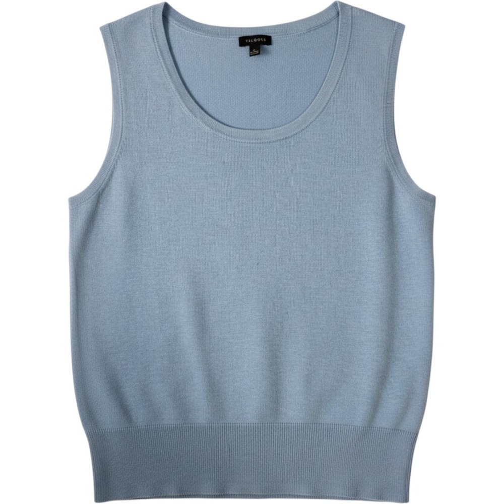 Talbots Light Blue Knit Shell Sleeveless Scoop Neck Top Tencel Blend Size M
